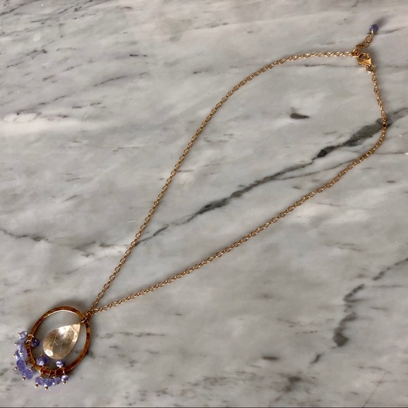 Natural Golden Rutilated Quartz Tanzanite Necklace - Picture 2 of 8